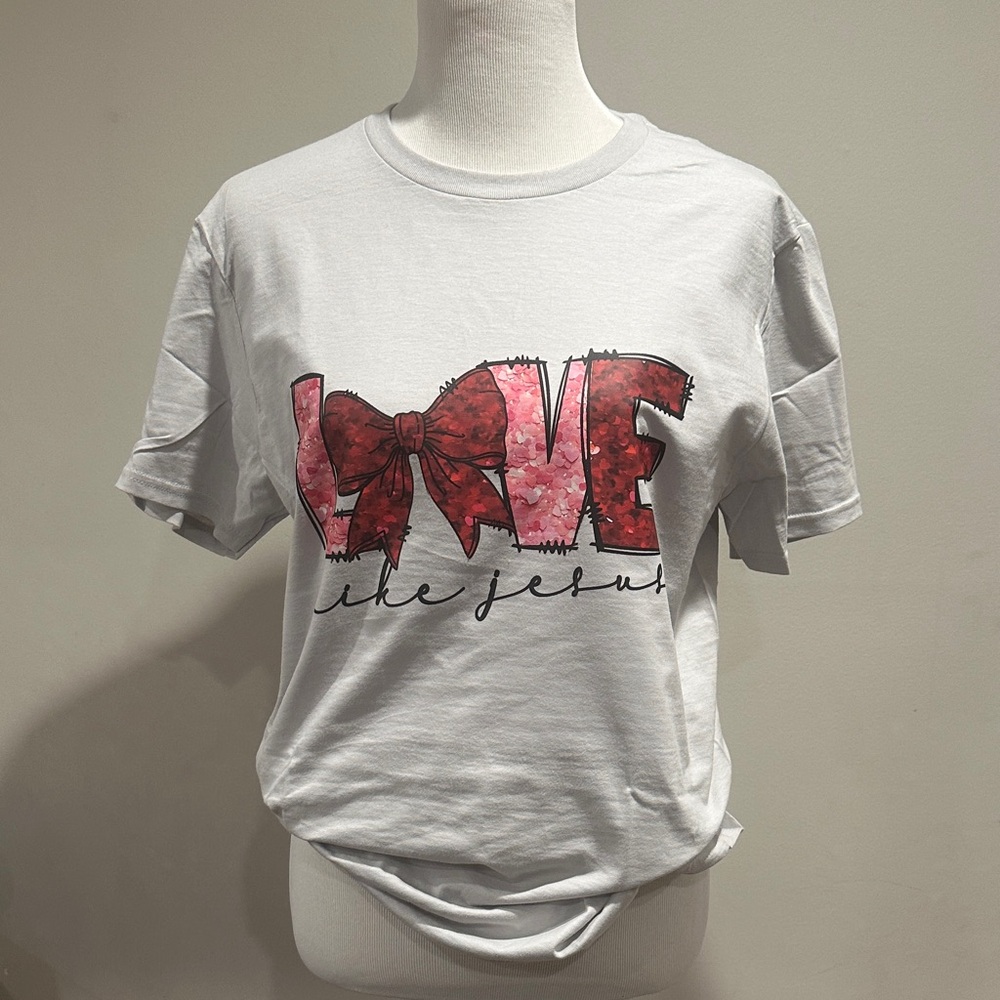 Jerzees White T-Shirt with Red Graphic